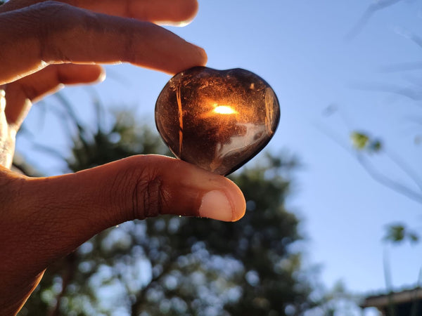 Polished Lovely Clear & Smokey Quartz Gemstone Hearts  x 27 From Madagascar