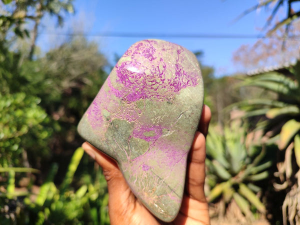 Polished Stichtite & Serpentine Free Forms With Silky Purple Threads  x 3 From Barberton, South Africa - Toprock Gemstones and Minerals 