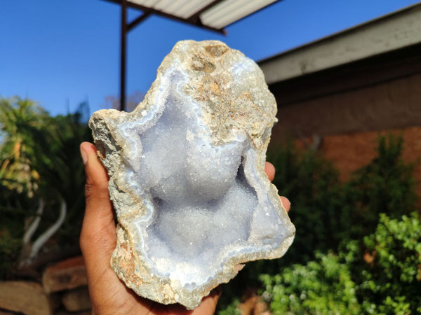 Natural Blue Lace Agate Geode Specimens  x 2 From Malawi - Toprock Gemstones and Minerals 