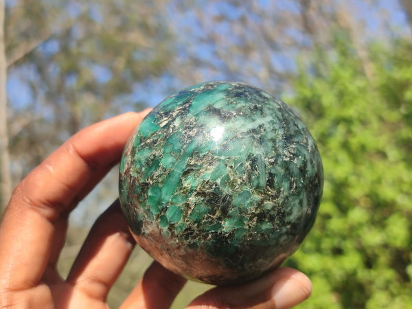 Polished Rare Emerald In Matrix Spheres  x 3 From Sandawana, Zimbabwe - Toprock Gemstones and Minerals 