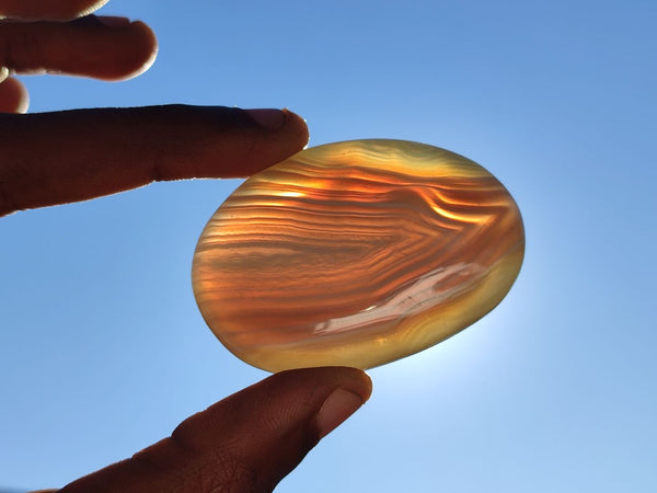 Polished Highly Selected Banded Agate Palm Stones  x 18 From Madagascar