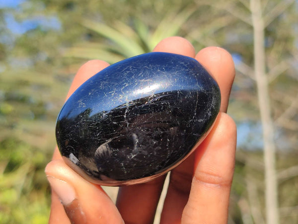Polished Schorl Black Tourmaline Palm Stones  x 12 From Madagascar