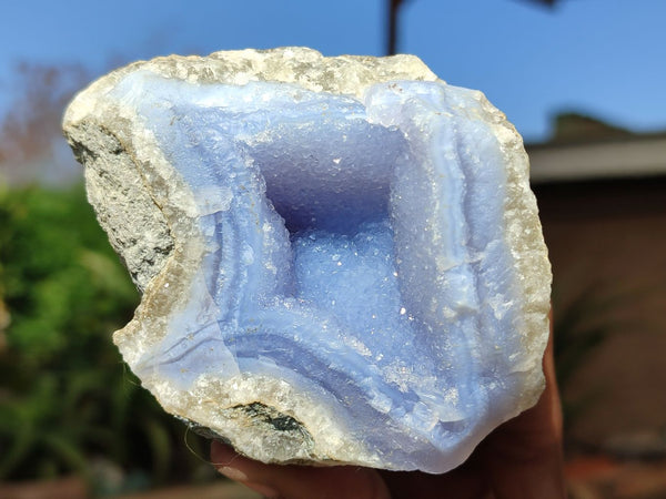 Natural Blue Lace Agate Geode Specimens  x 6 From Nsanje, Malawi - Toprock Gemstones and Minerals 