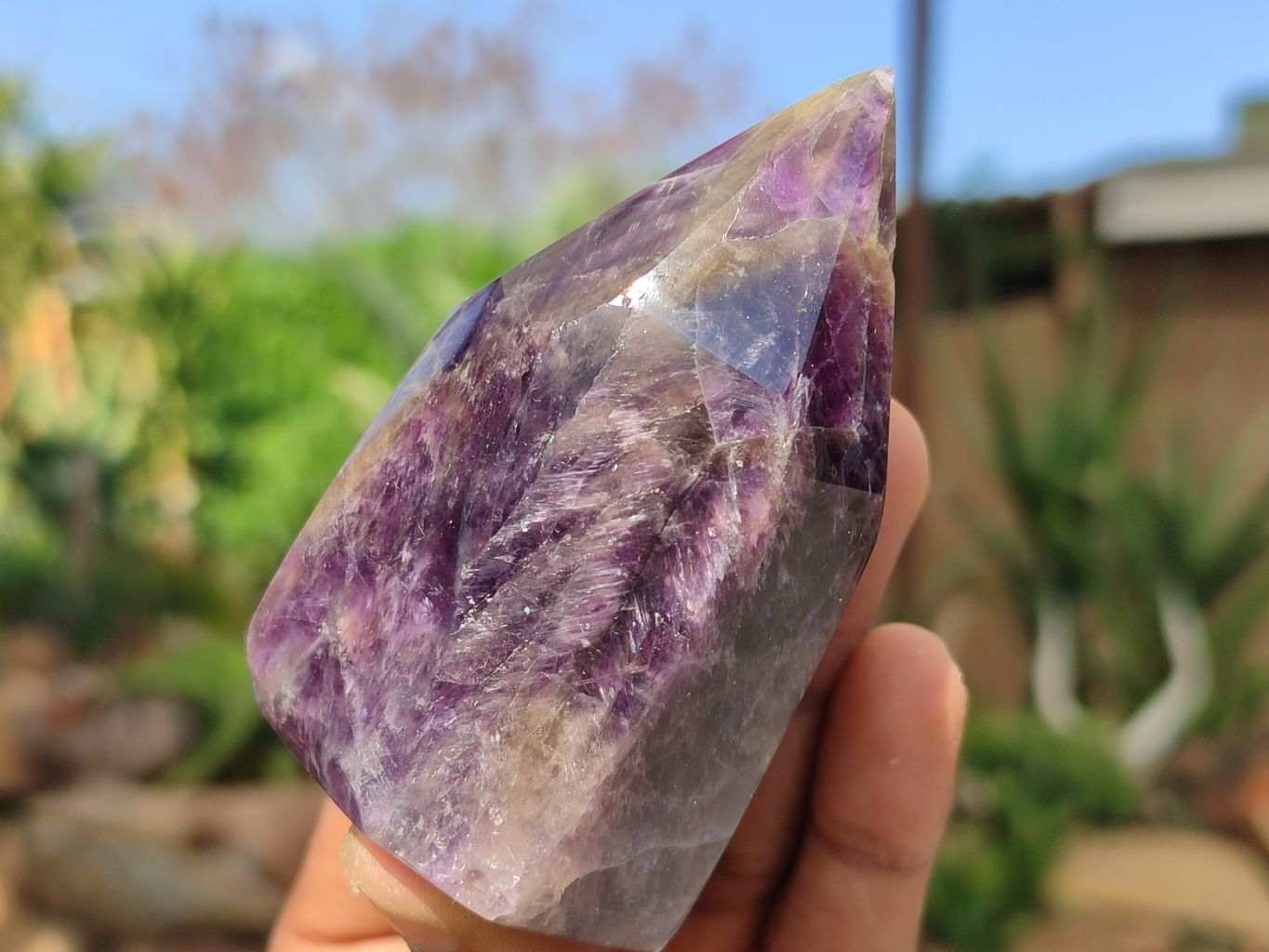 Polished Dark Purple Chevron Amethyst Points  x 6 From Zambia - Toprock Gemstones and Minerals 
