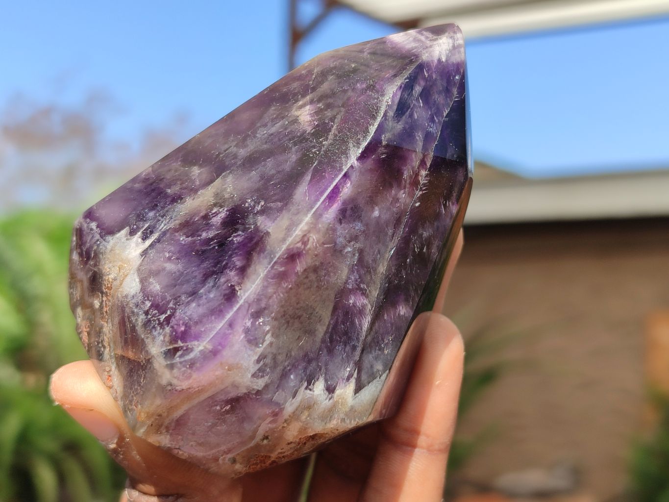 Polished Dark Purple Chevron Amethyst Points  x 6 From Zambia - Toprock Gemstones and Minerals 
