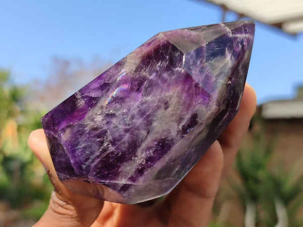 Polished Dark Purple Chevron Amethyst Points  x 6 From Zambia - Toprock Gemstones and Minerals 