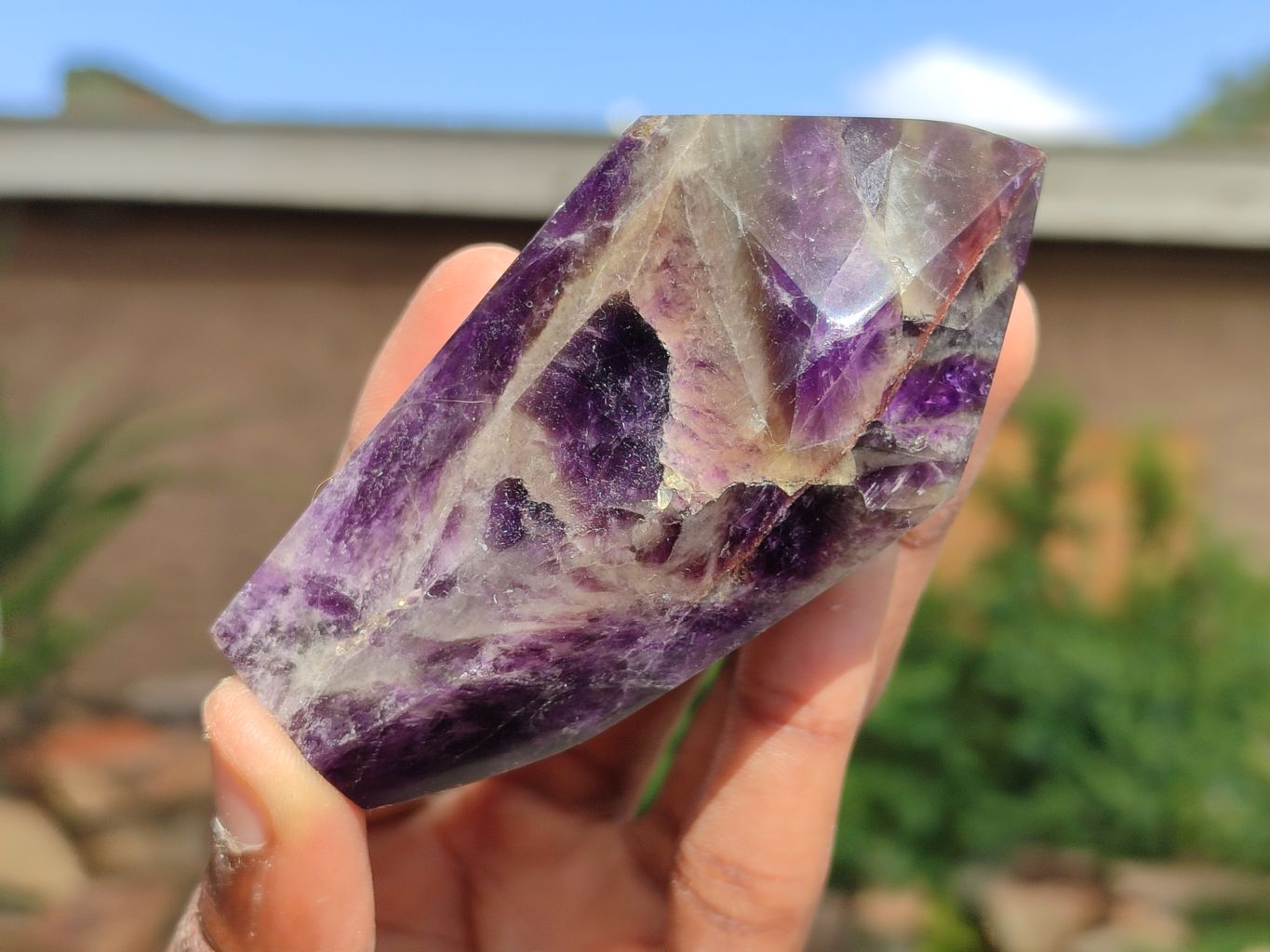 Polished Dark Purple Chevron Amethyst Points  x 6 From Zambia - Toprock Gemstones and Minerals 
