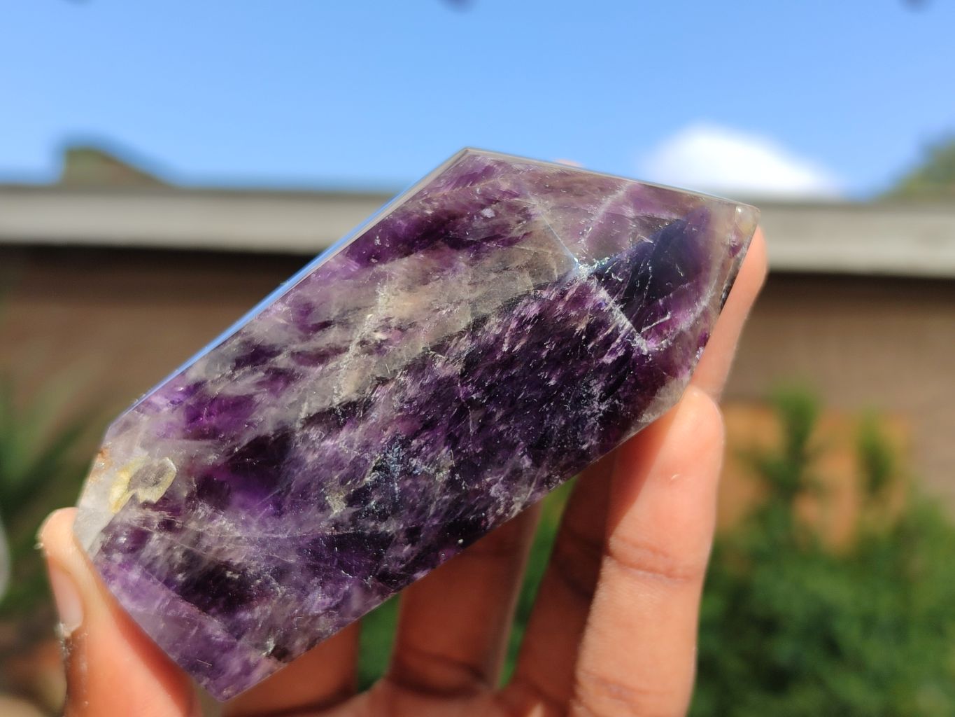 Polished Dark Purple Chevron Amethyst Points  x 6 From Zambia - Toprock Gemstones and Minerals 