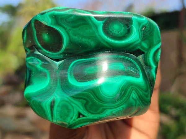 Polished Flower Banded Malachite Free Forms  x 3 From Congo