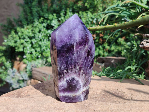 Polished Large Dark Purple Chevron Amethyst Point  x 1 From Zambia - Toprock Gemstones and Minerals 