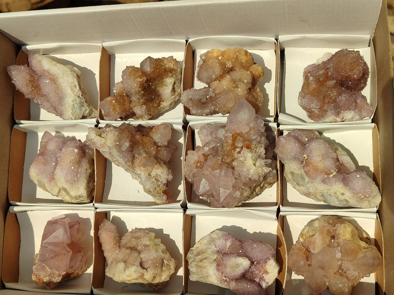 Natural Mixed Selection Of Spirit Quartz Clusters  x 12 From Boekenhouthoek, South Africa - Toprock Gemstones and Minerals 