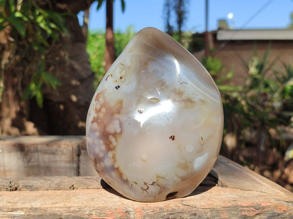 Polished Large Agate Standing Free Form With Smoke Ring Patterns  x 1 From Madagascar