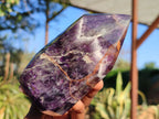 Polished Dark Purple Chevron Amethyst Points  x 2 From Zambia - Toprock Gemstones and Minerals 