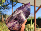 Polished Dark Purple Chevron Amethyst Points  x 2 From Zambia - Toprock Gemstones and Minerals 