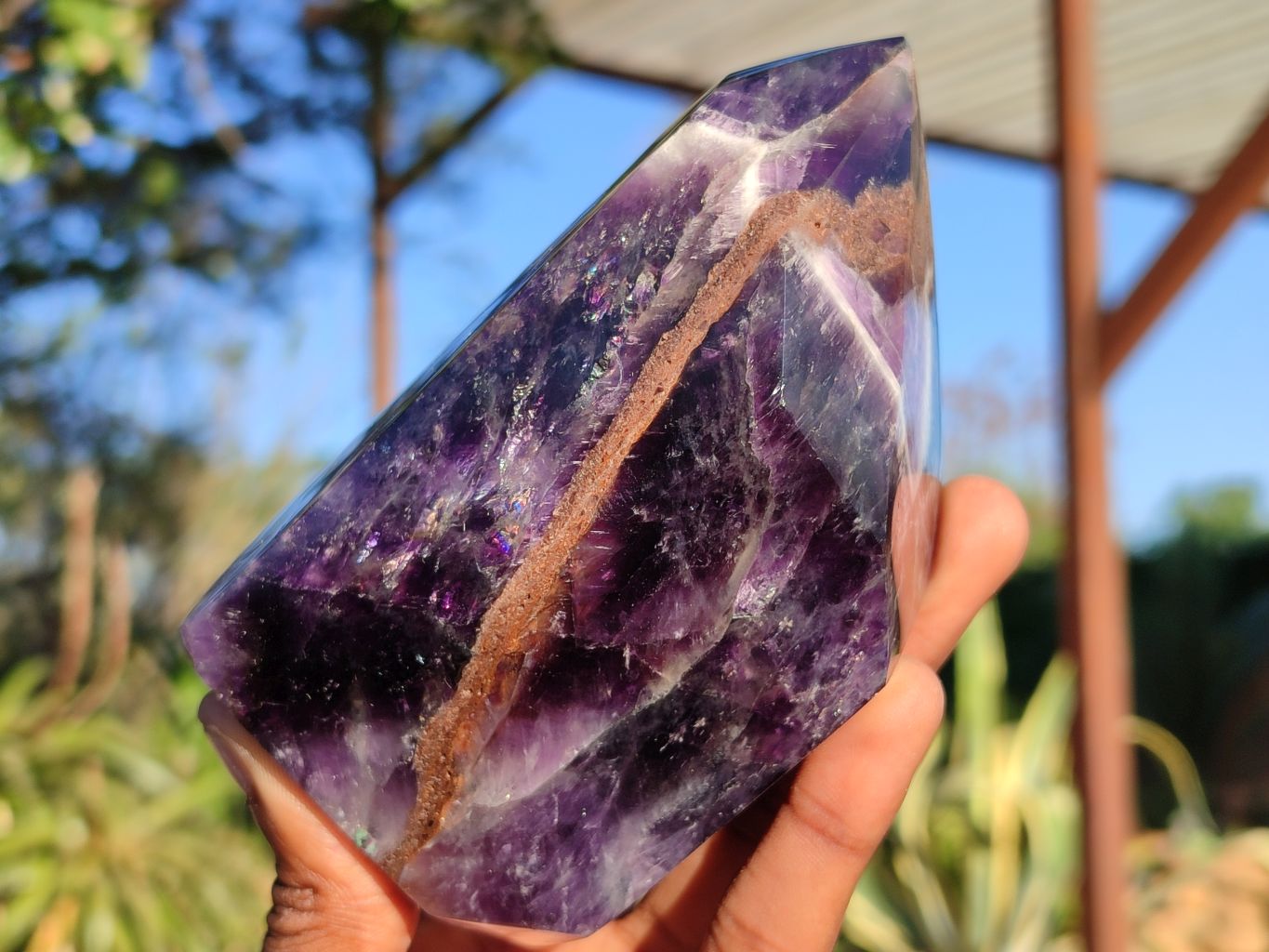 Polished Dark Purple Chevron Amethyst Points  x 2 From Zambia - Toprock Gemstones and Minerals 