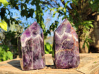 Polished Dark Purple Chevron Amethyst Points  x 2 From Zambia - Toprock Gemstones and Minerals 
