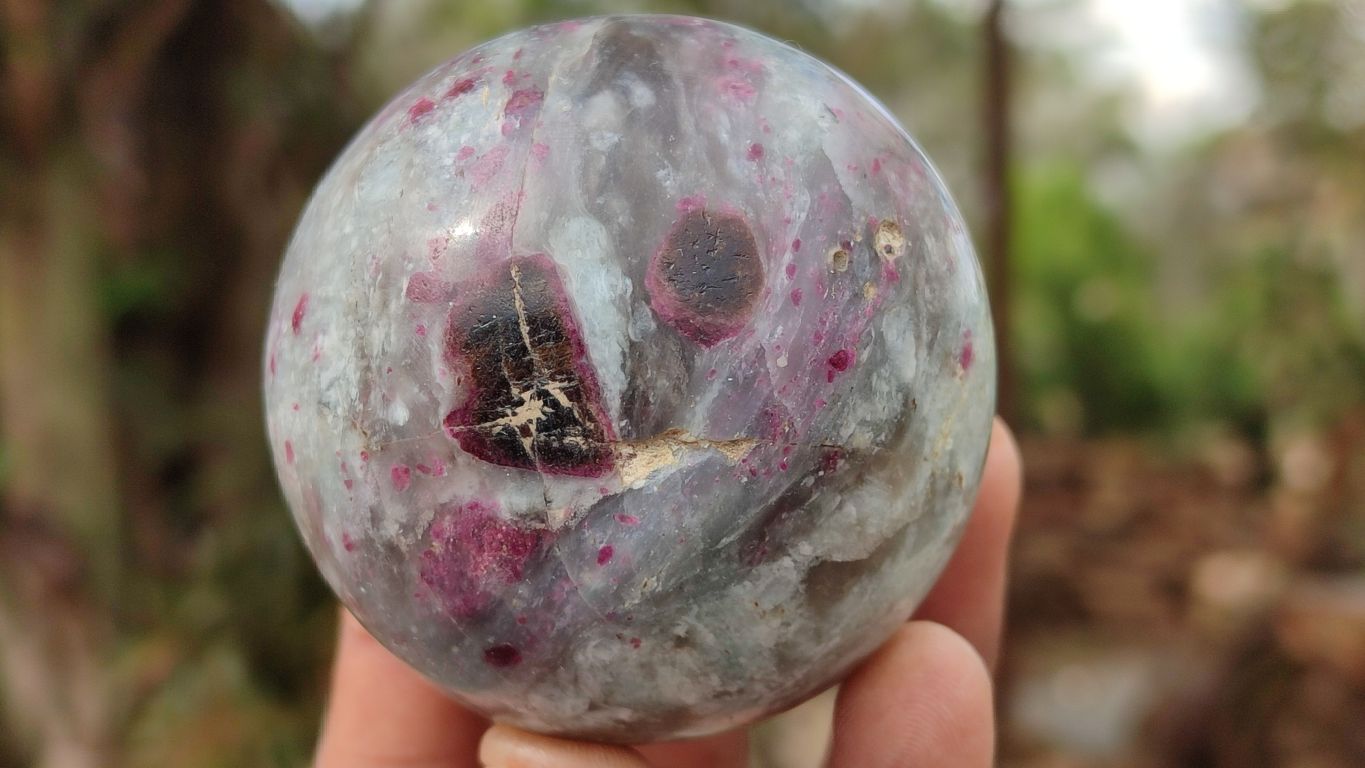 Polished Rubellite Pink Tourmaline Matrix Spheres x 6 From Ambatondrazaka, Madagascar - Toprock Gemstones and Minerals 