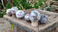 Polished Rubellite Pink Tourmaline Matrix Spheres x 6 From Ambatondrazaka, Madagascar - Toprock Gemstones and Minerals 