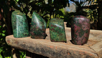 Polished Fluorescent Ruby Corundum In Chrome Verdite Free Forms x 4 From Zimbabwe - Toprock Gemstones and Minerals 