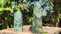 Polished Stromatolite Jasper / Nebula Stone Points x 2 From Katsepy, Madagascar - Toprock Gemstones and Minerals 