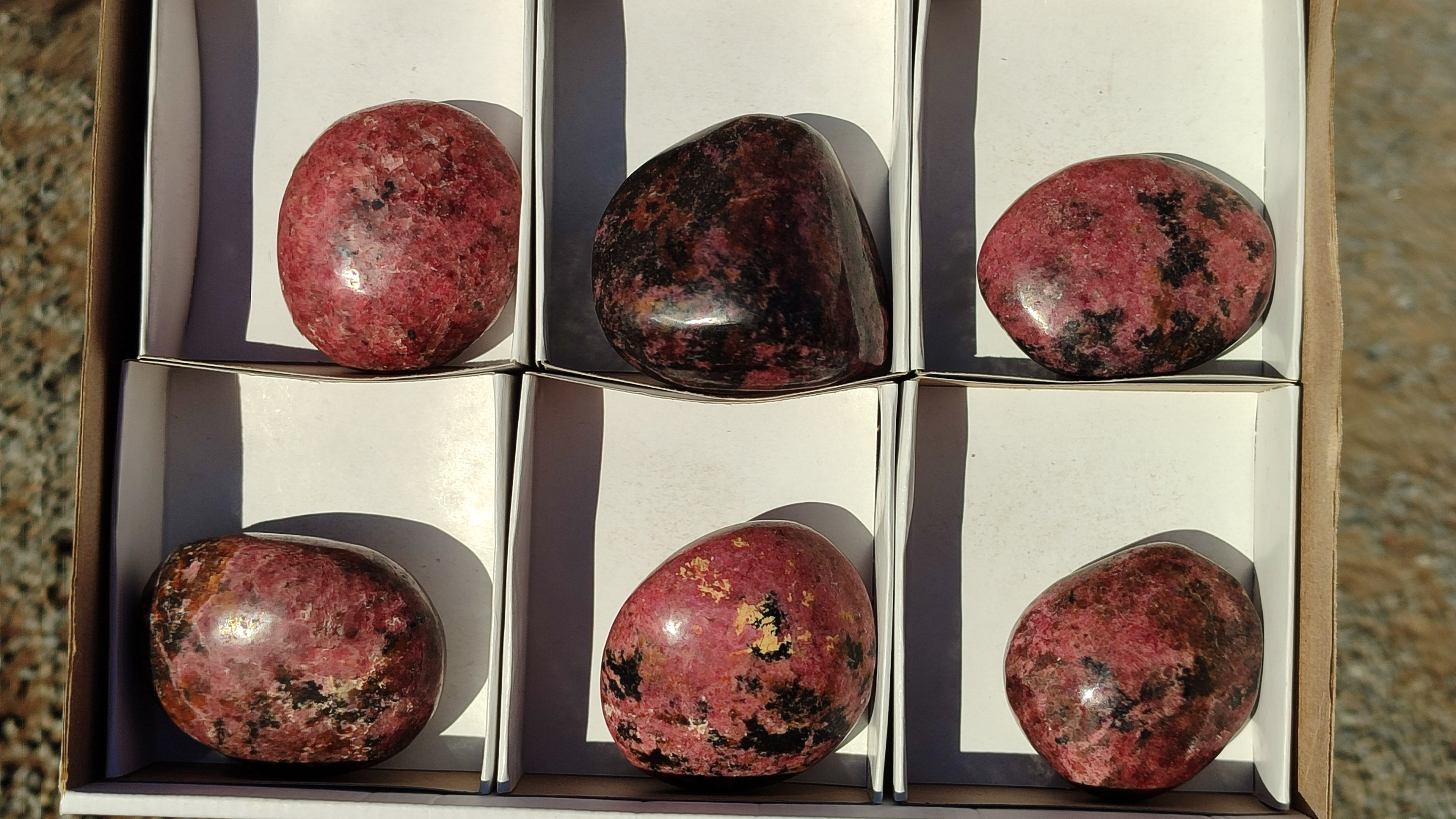 Polished Red Rhodonite Free Forms x 6 From Zimbabwe - Toprock Gemstones and Minerals 