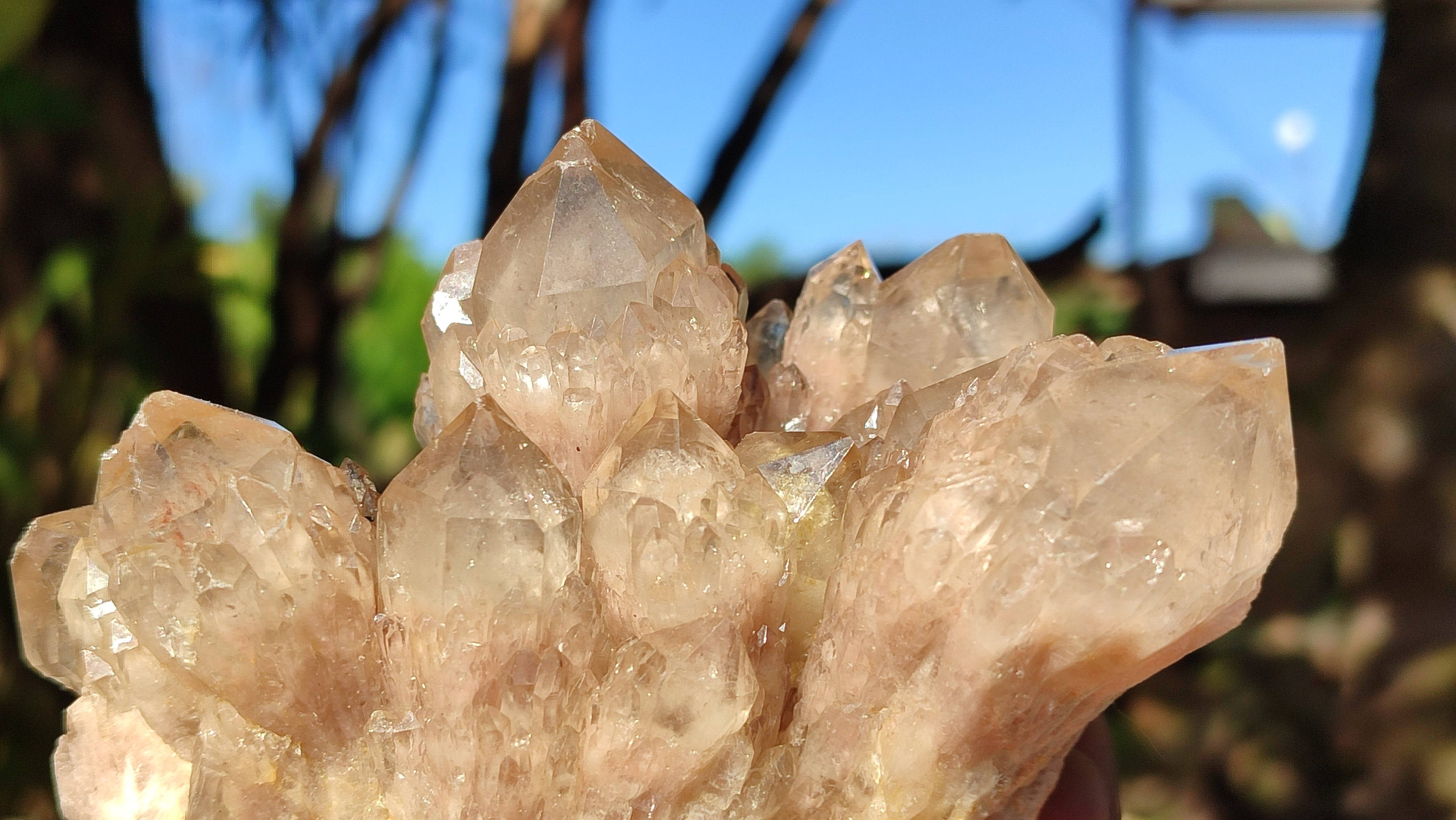 Natural Cascading White Phantom Smokey Quartz Clusters x 2 From Luena, Congo - Toprock Gemstones and Minerals 