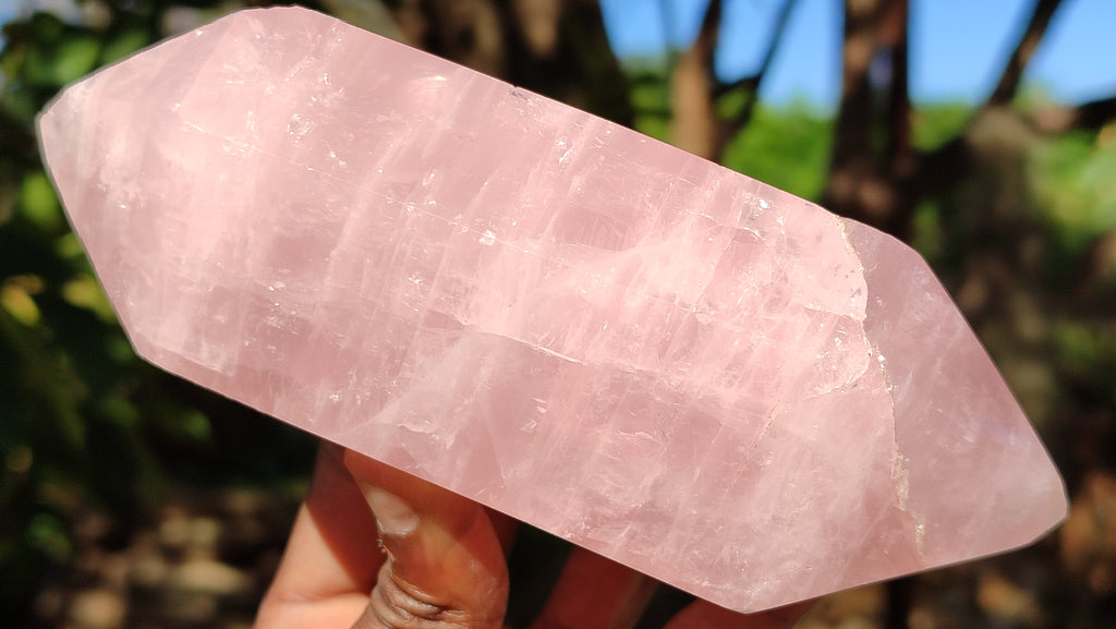 Polished Double Terminated Gemmy Rose Quartz Points x 2 From Madagascar - Toprock Gemstones and Minerals 