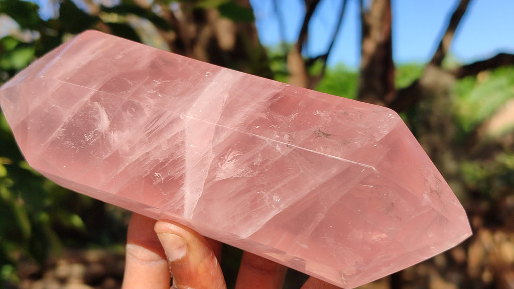 Polished Double Terminated Gemmy Rose Quartz Points x 2 From Madagascar - Toprock Gemstones and Minerals 