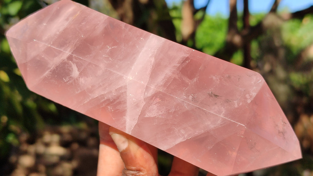 Polished Double Terminated Gemmy Rose Quartz Points x 2 From Madagascar - Toprock Gemstones and Minerals 