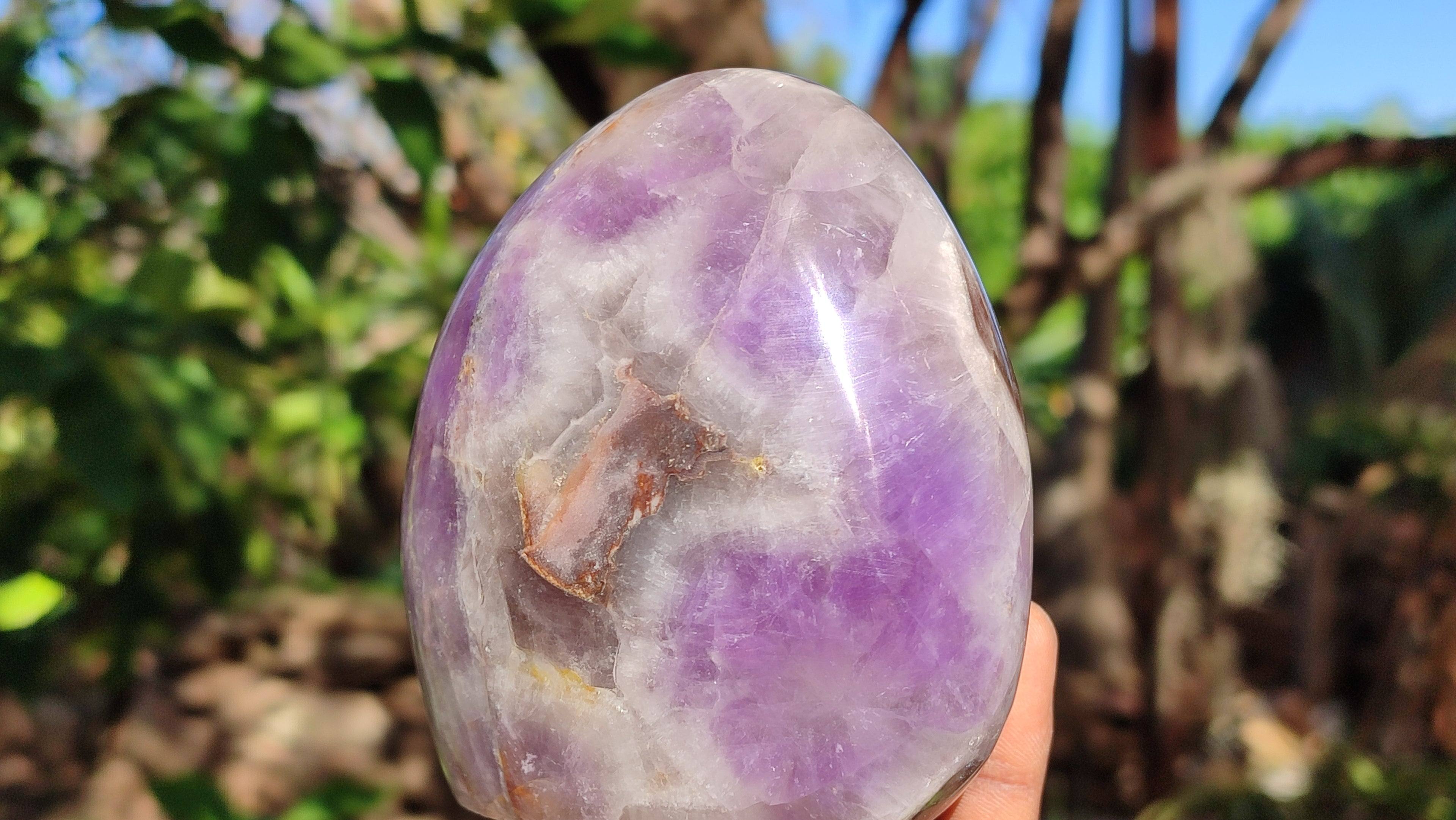 Polished Dream Amethyst Standing Free Forms x 2 From Madagascar - Toprock Gemstones and Minerals 