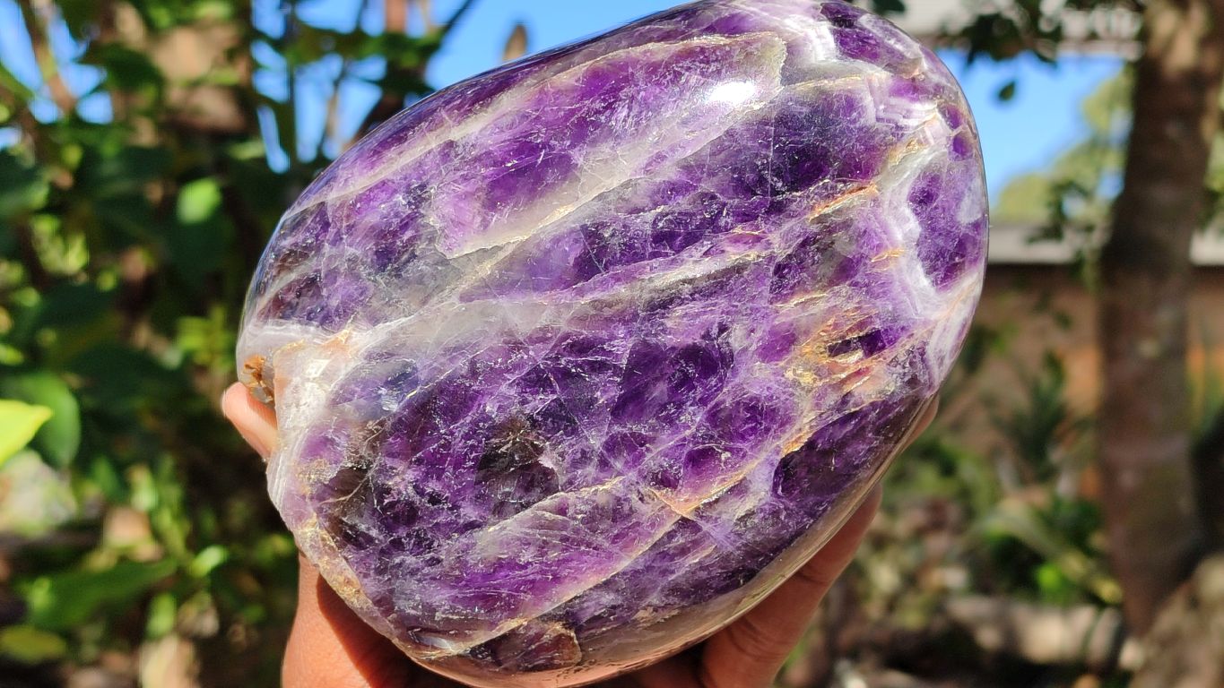 Polished Deep Purple Flower Amethyst Standing Free Form x 1 From Zambia - Toprock Gemstones and Minerals 