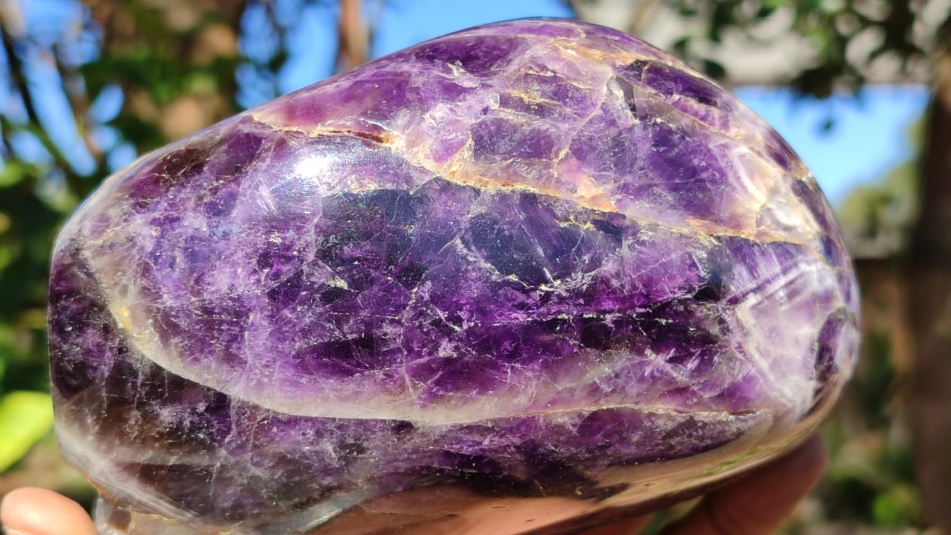 Polished Deep Purple Flower Amethyst Standing Free Form x 1 From Zambia - Toprock Gemstones and Minerals 