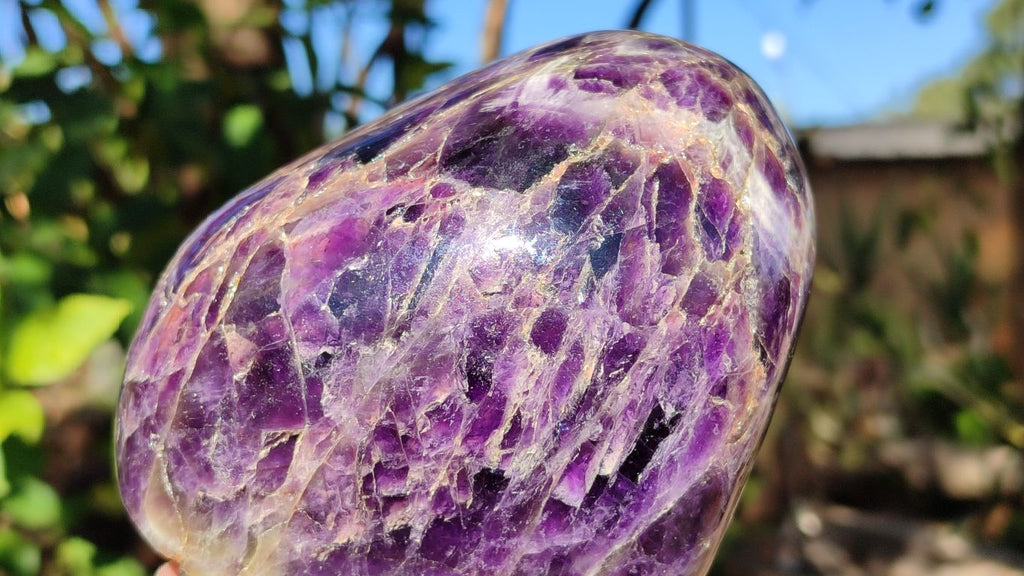 Polished Deep Purple Flower Amethyst Standing Free Form x 1 From Zambia - Toprock Gemstones and Minerals 