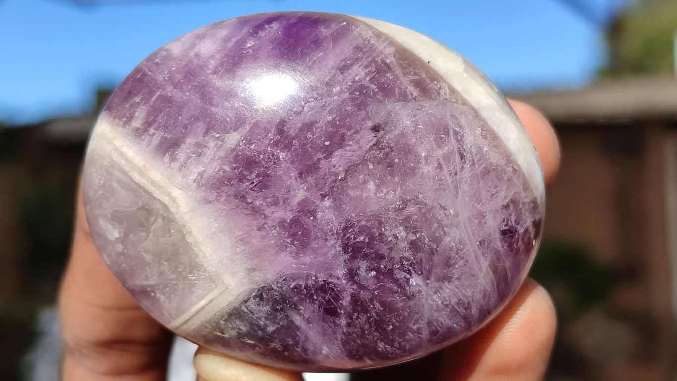 Polished Amethyst Galet / Palm Stones x 12 From Madagascar - Toprock Gemstones and Minerals 