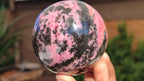 Polished Pink & Black Rhodonite Spheres x 3 From Madagascar - Toprock Gemstones and Minerals 