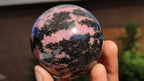 Polished Pink & Black Rhodonite Spheres x 3 From Madagascar - Toprock Gemstones and Minerals 