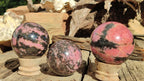 Polished Pink & Black Rhodonite Spheres x 3 From Madagascar - Toprock Gemstones and Minerals 