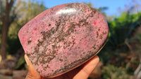 Polished Pink & Black Rhodonite Standing Free Forms x 2 From Madagascar - Toprock Gemstones and Minerals 
