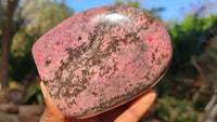Polished Pink & Black Rhodonite Standing Free Forms x 2 From Madagascar - Toprock Gemstones and Minerals 