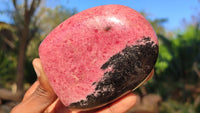 Polished Pink & Black Rhodonite Standing Free Forms x 2 From Madagascar - Toprock Gemstones and Minerals 