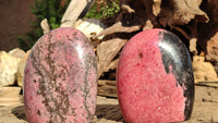 Polished Pink & Black Rhodonite Standing Free Forms x 2 From Madagascar - Toprock Gemstones and Minerals 