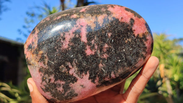 Polished Pink & Black Rhodonite Standing Free Form x 1 From Madagascar - Toprock Gemstones and Minerals 