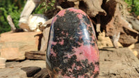 Polished Pink & Black Rhodonite Standing Free Form x 1 From Madagascar - Toprock Gemstones and Minerals 