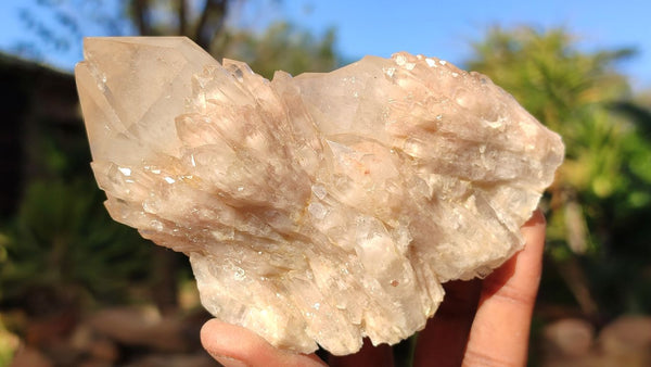 Natural Cascading White Phantom Smokey Quartz Clusters x 6 From Luena, Congo - Toprock Gemstones and Minerals 
