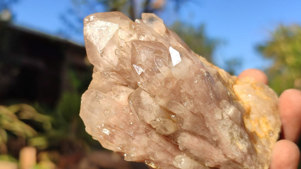 Natural Cascading White Phantom Smokey Quartz Clusters x 6 From Luena, Congo - Toprock Gemstones and Minerals 