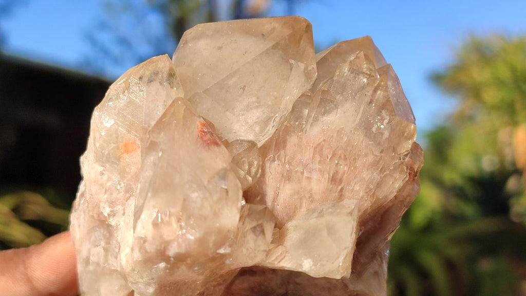 Natural Cascading White Phantom Smokey Quartz Clusters x 6 From Luena, Congo - Toprock Gemstones and Minerals 