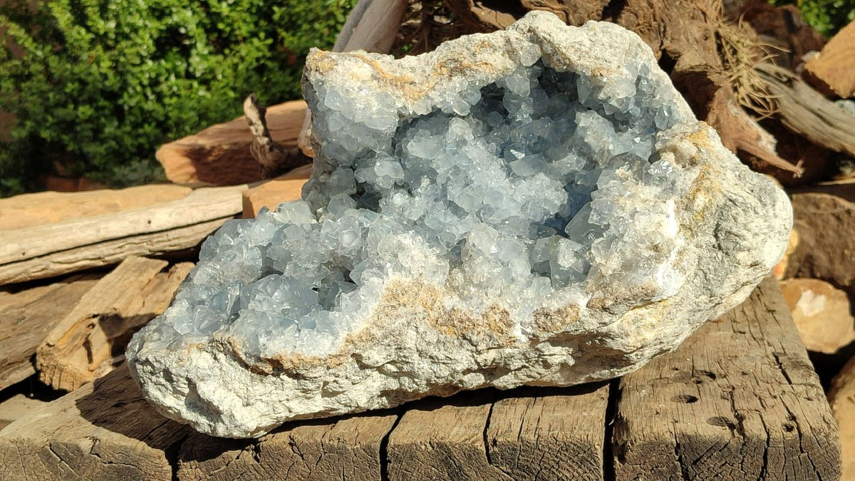 Natural Extra Large Blue Celestite Geode Specimen  x 1 From Madagascar - Toprock Gemstones and Minerals 