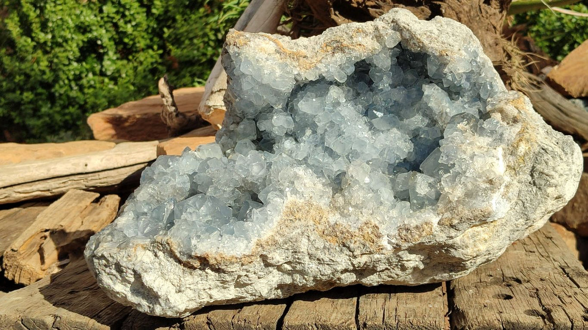 Natural Extra Large Blue Celestite Geode Specimen  x 1 From Madagascar - Toprock Gemstones and Minerals 