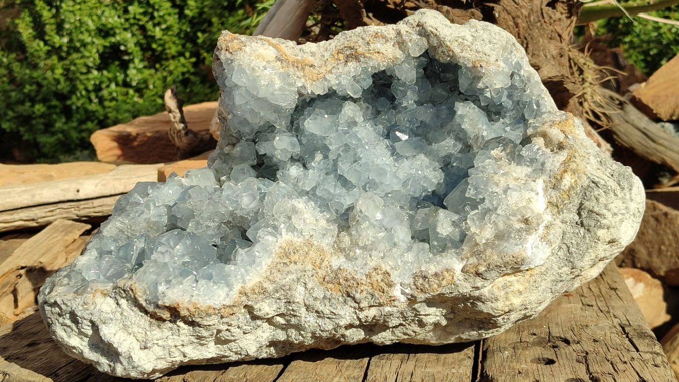 Natural Extra Large Blue Celestite Geode Specimen  x 1 From Madagascar - Toprock Gemstones and Minerals 