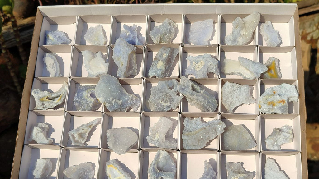 Natural Etched Blue Chalcedony Specimens  x 35 From Nsanje, Malawi - Toprock Gemstones and Minerals 